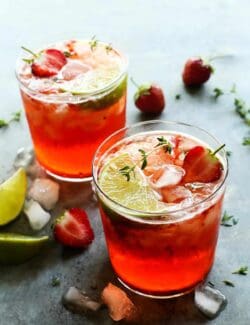 two glasses of strawberry gin and tonic
