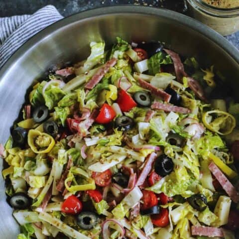 Italian chopped salad in a large bowl