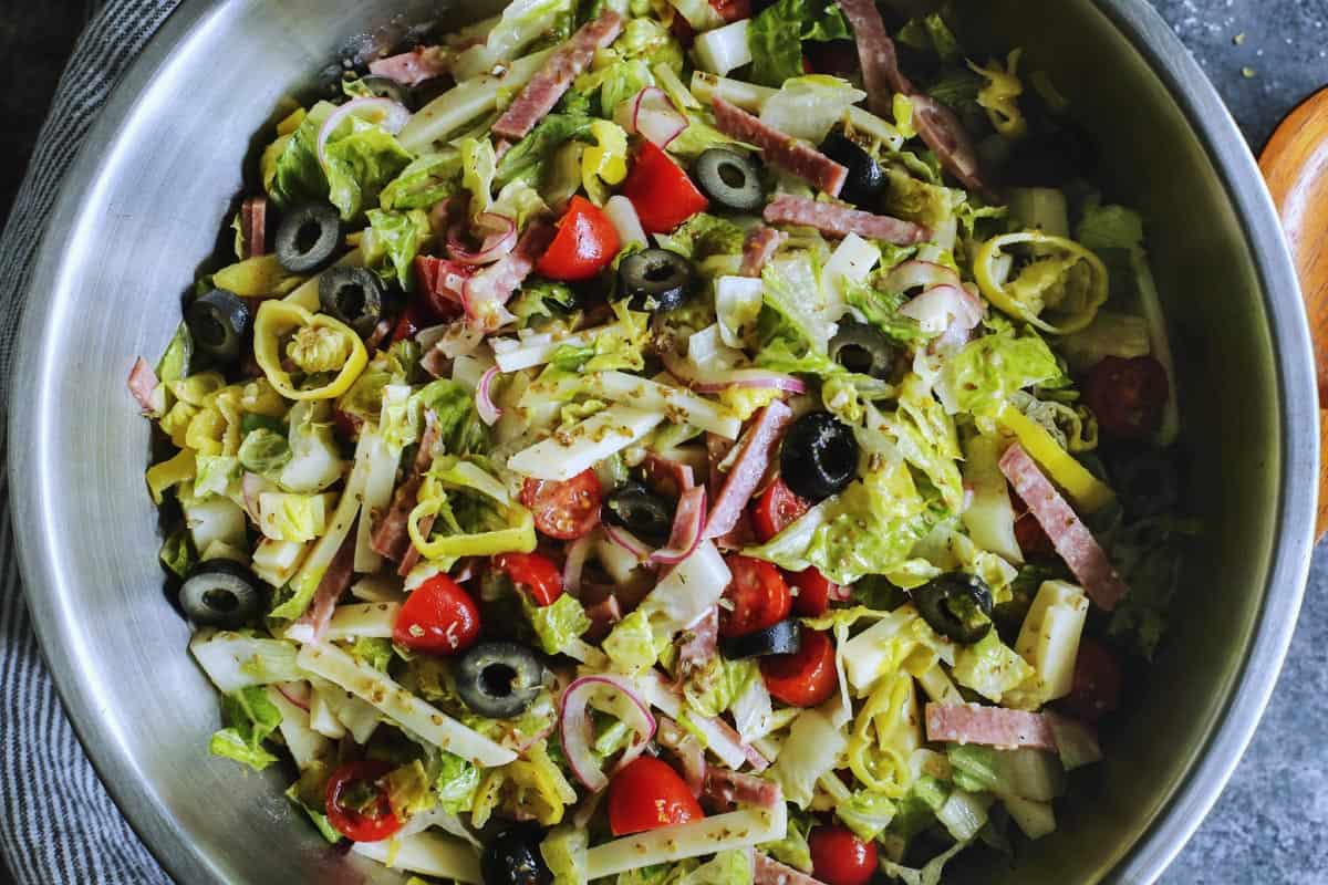 Italian chopped salad in bowl