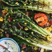 pinterest image of grilled romaine salad