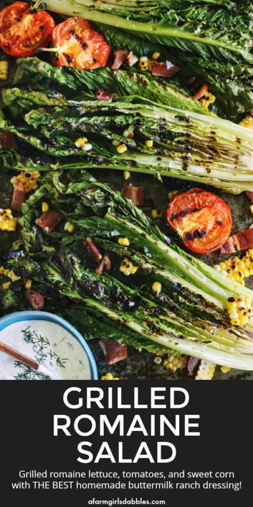 pinterest image of grilled romaine salad