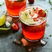 pinterest image of strawberry gin and tonic