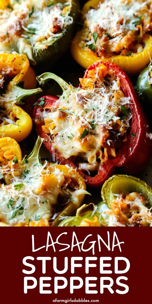 bell pepper halves stuffed with a cheesy lasagna mixture and baked