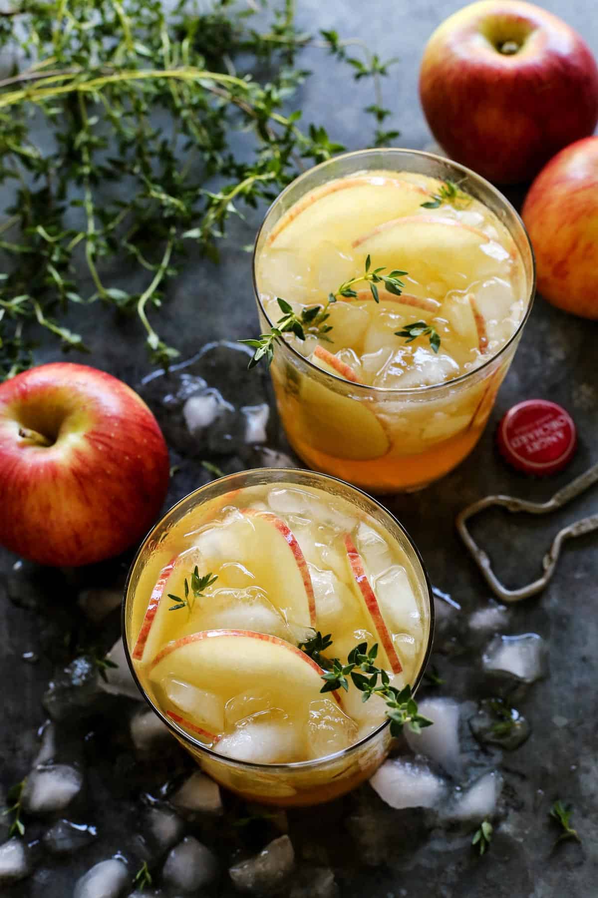 two glasses of apple sangria