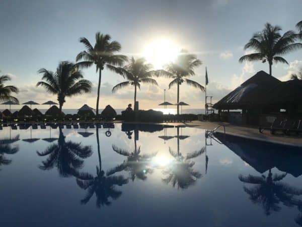 morning in Mexico, overlooking pool and ocean
