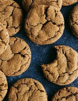 a batch of ginger cookies with molasses