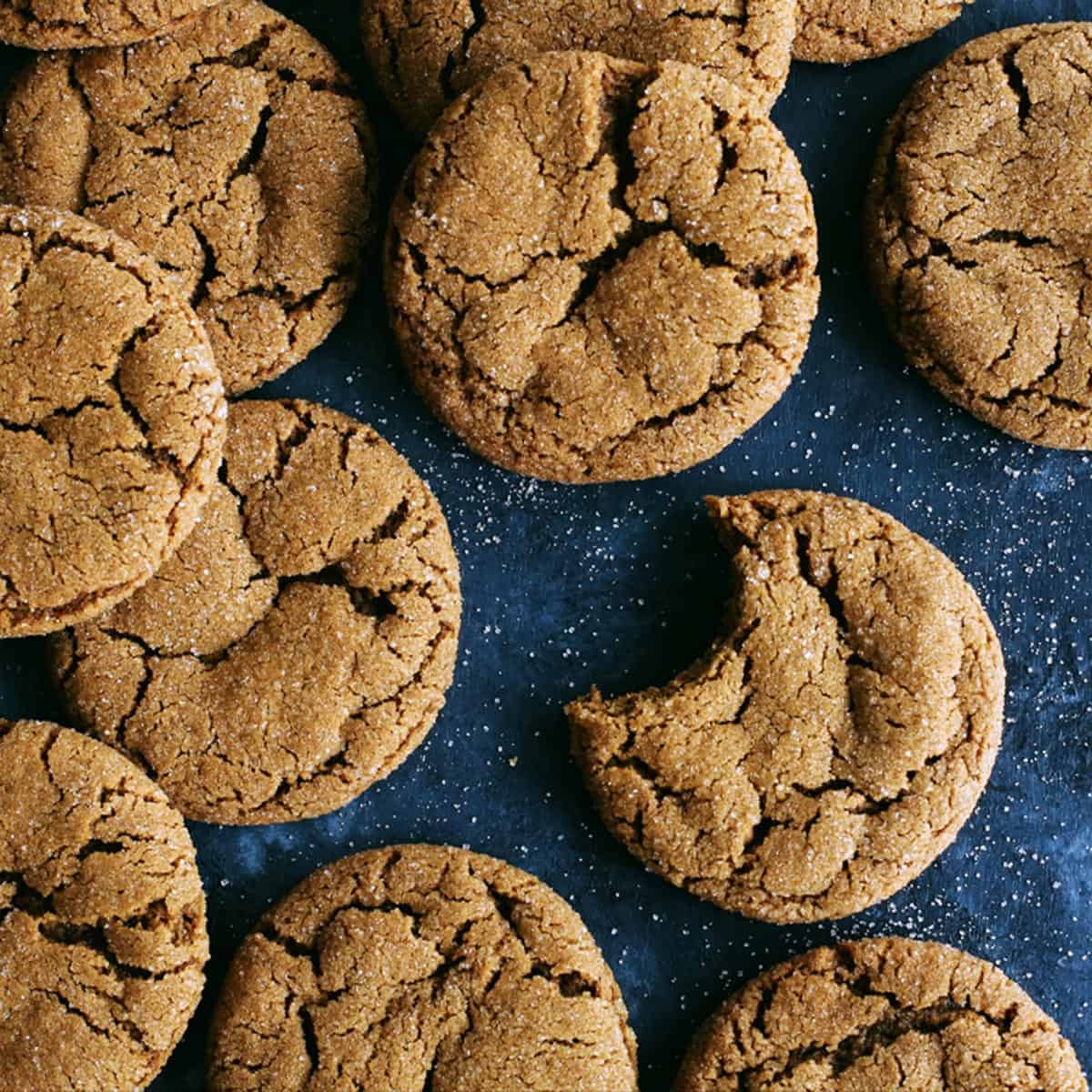 a batch of chewy ginger cookies 