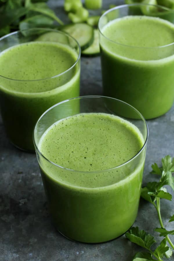 3 glasses of green juice