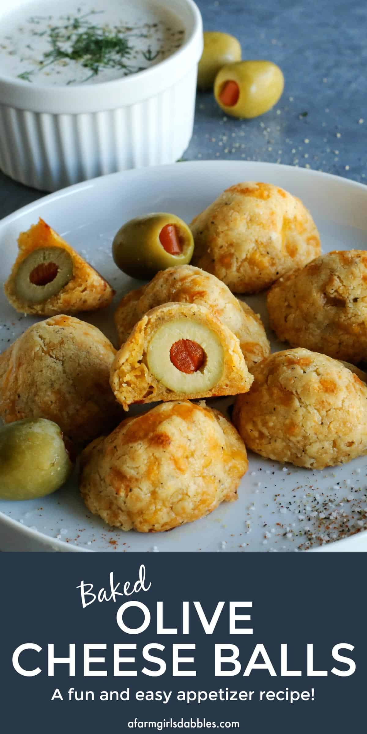 olive cheese balls and dip