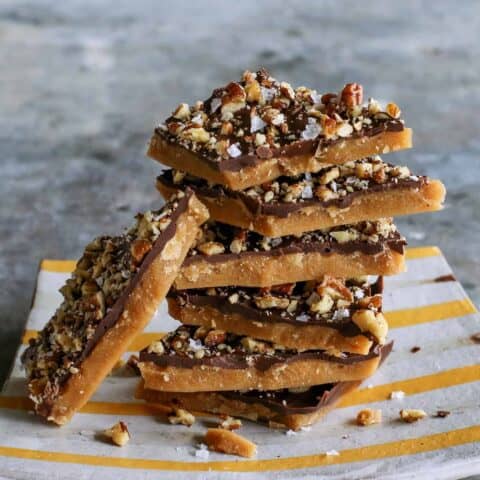 A tower of homemade heath bars