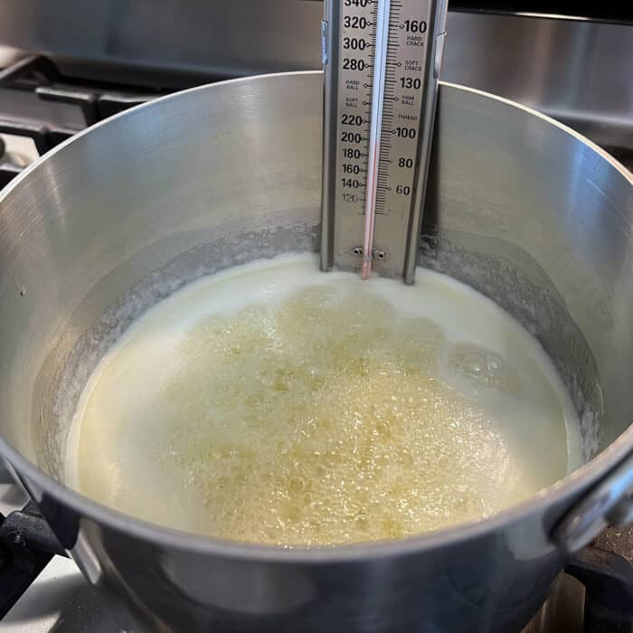 Butter and sugar boiling in a sauce pan