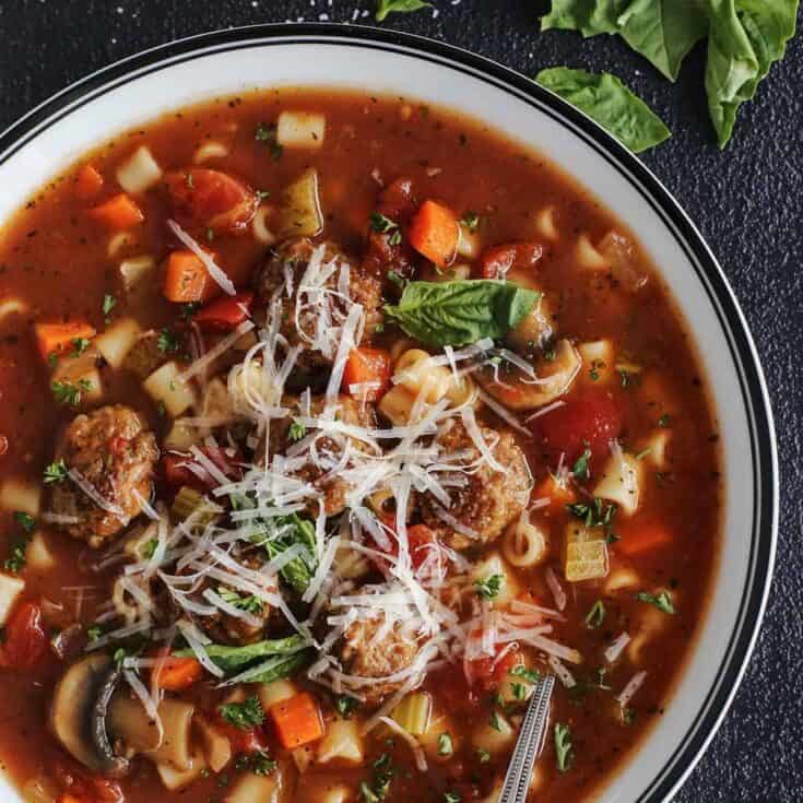 Italian meatball soup in a bowl