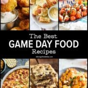 a collage of game day food photos