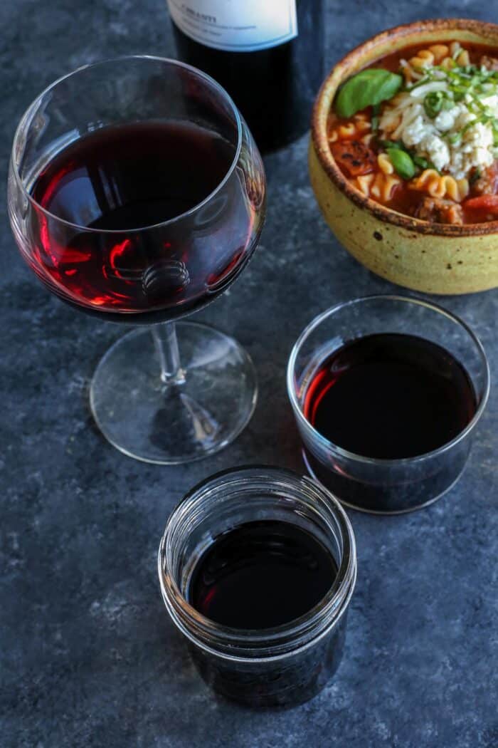 red wine with lasagna soup