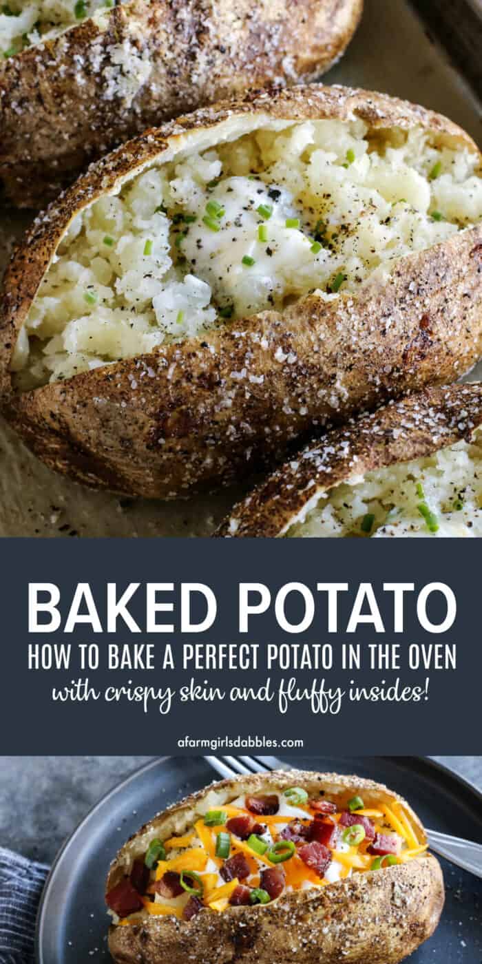 Pinterest image of perfect baked potatoes