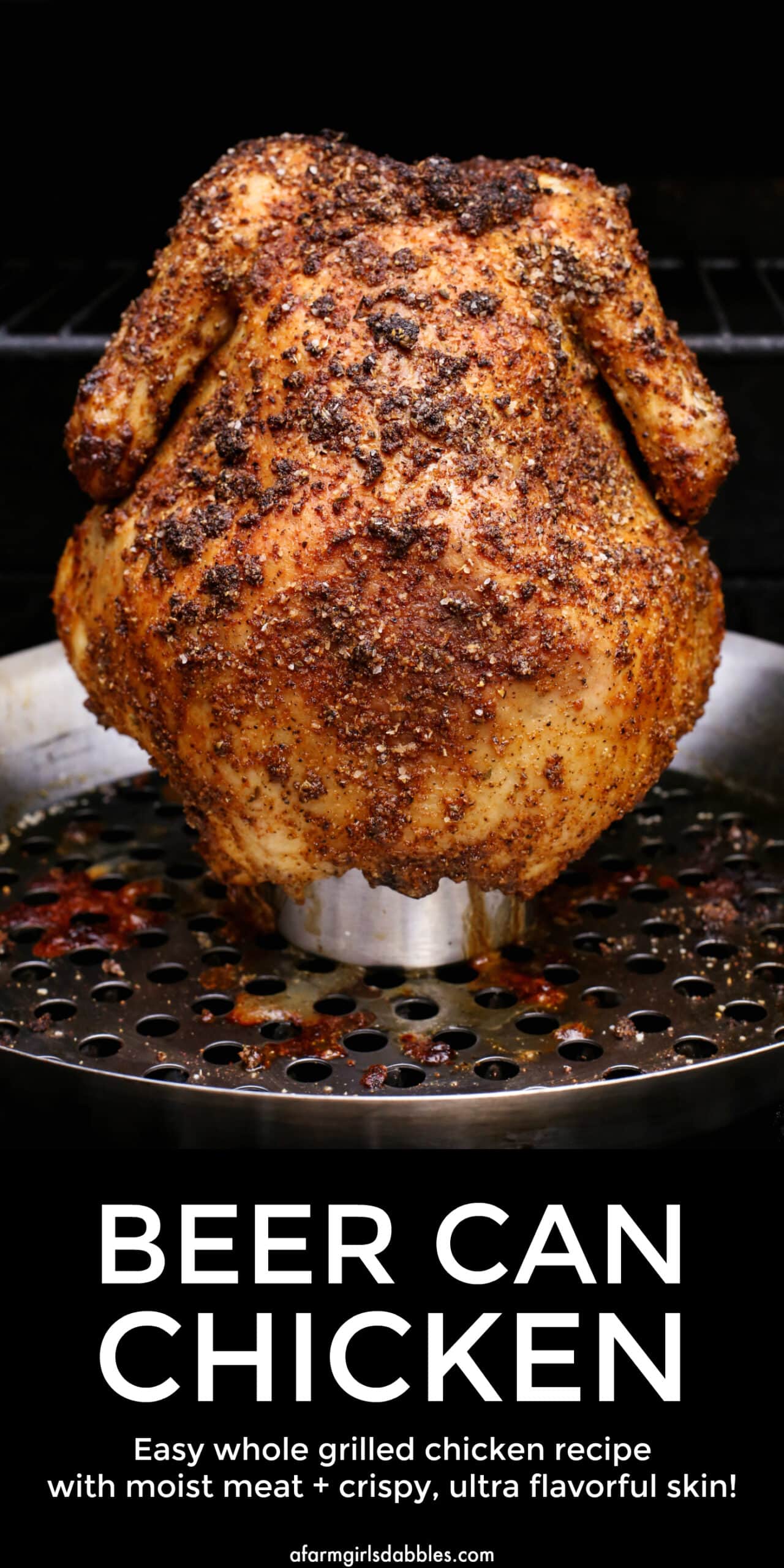 pinterest image of beer can chicken