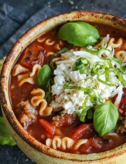 lasagna soup in a bowl