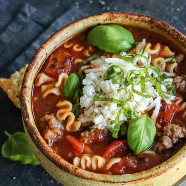 lasagna soup in a bowl