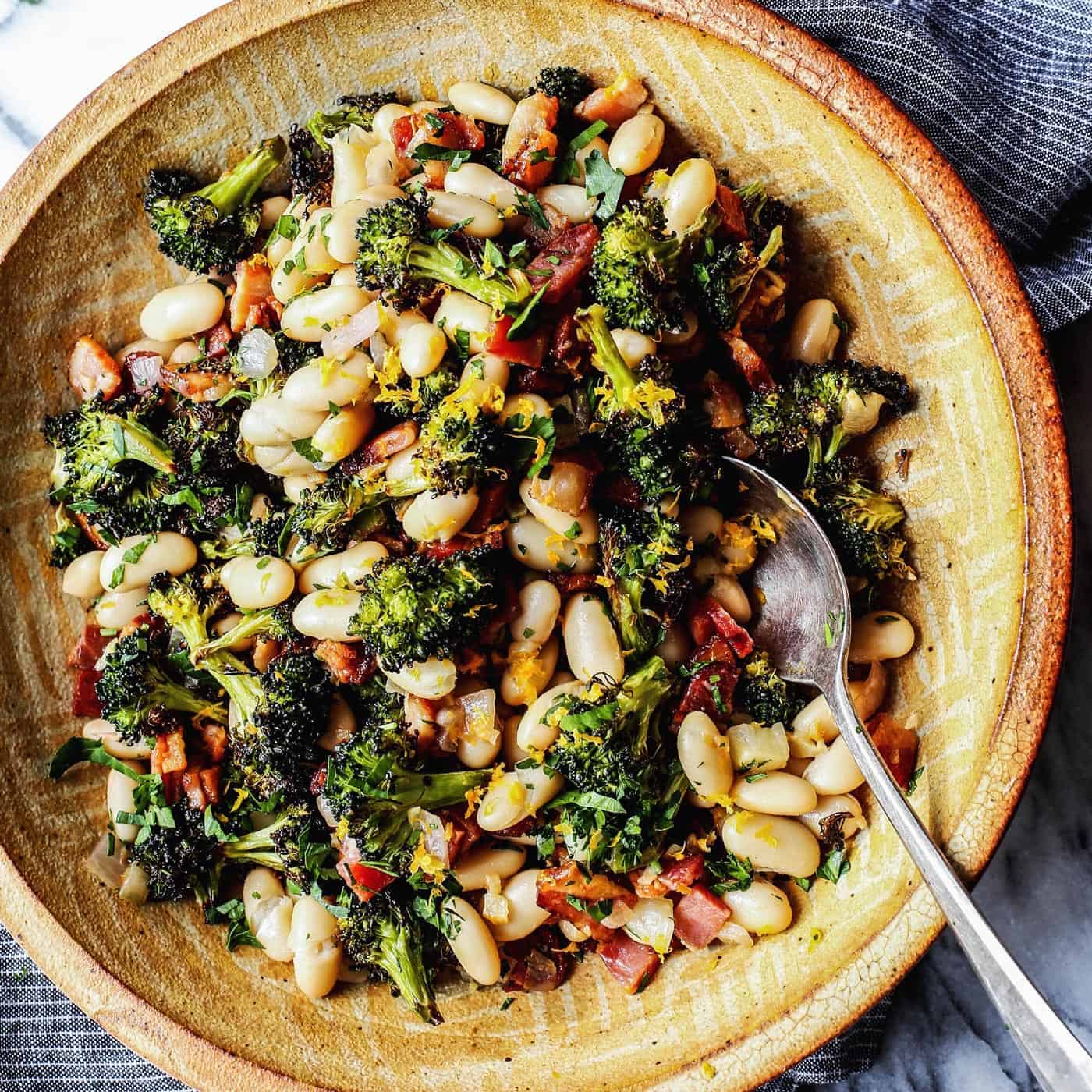 Lemon Broccoli with Beans and Bacon Easy great northern beans recipe!
