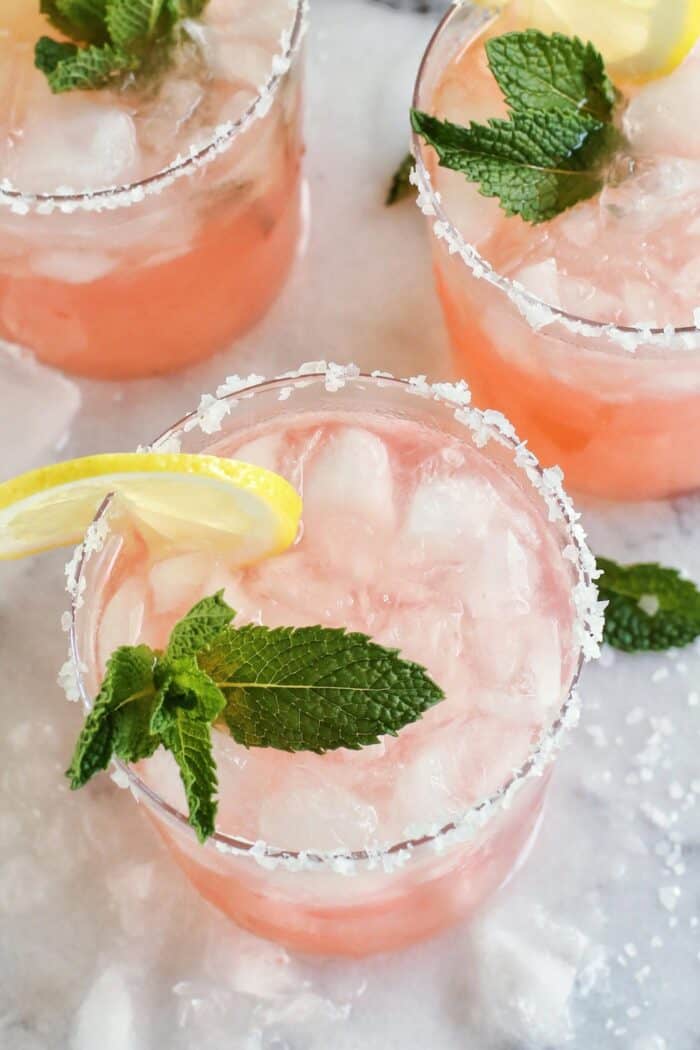 glasses of pink lemonade margarita