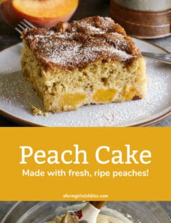 Pinterest image of peach cake