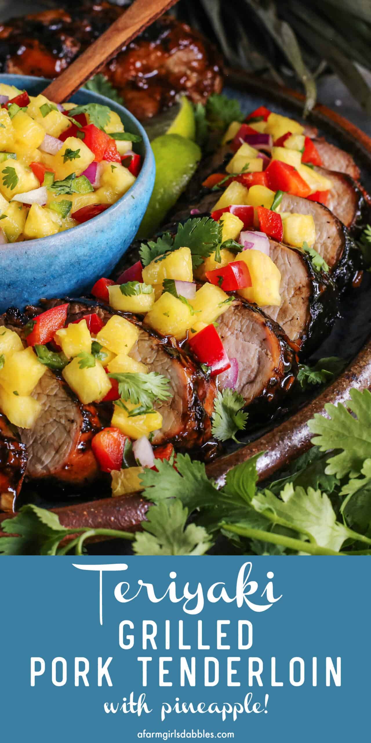 Pinterest image for teriyaki grilled pork tenderloin