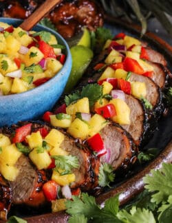 sliced pork tenderloin with fresh pineapple salsa