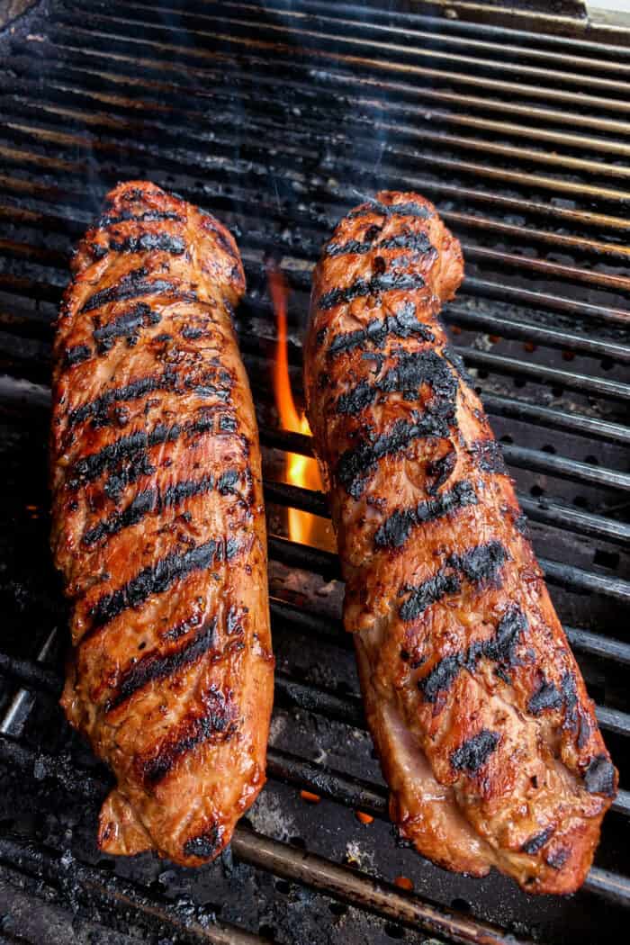 pork tenderloin on a grill
