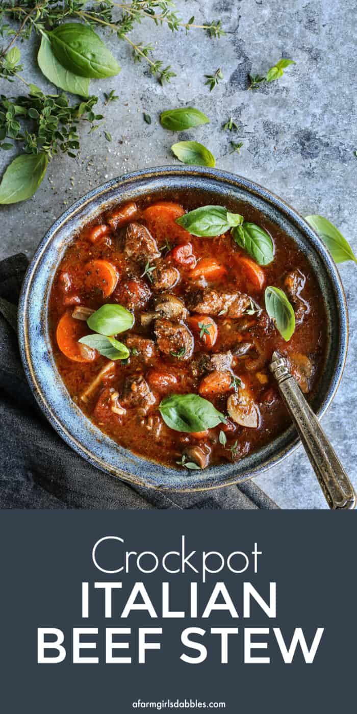 Pinterest image of Crockpot Italian Beef Stew