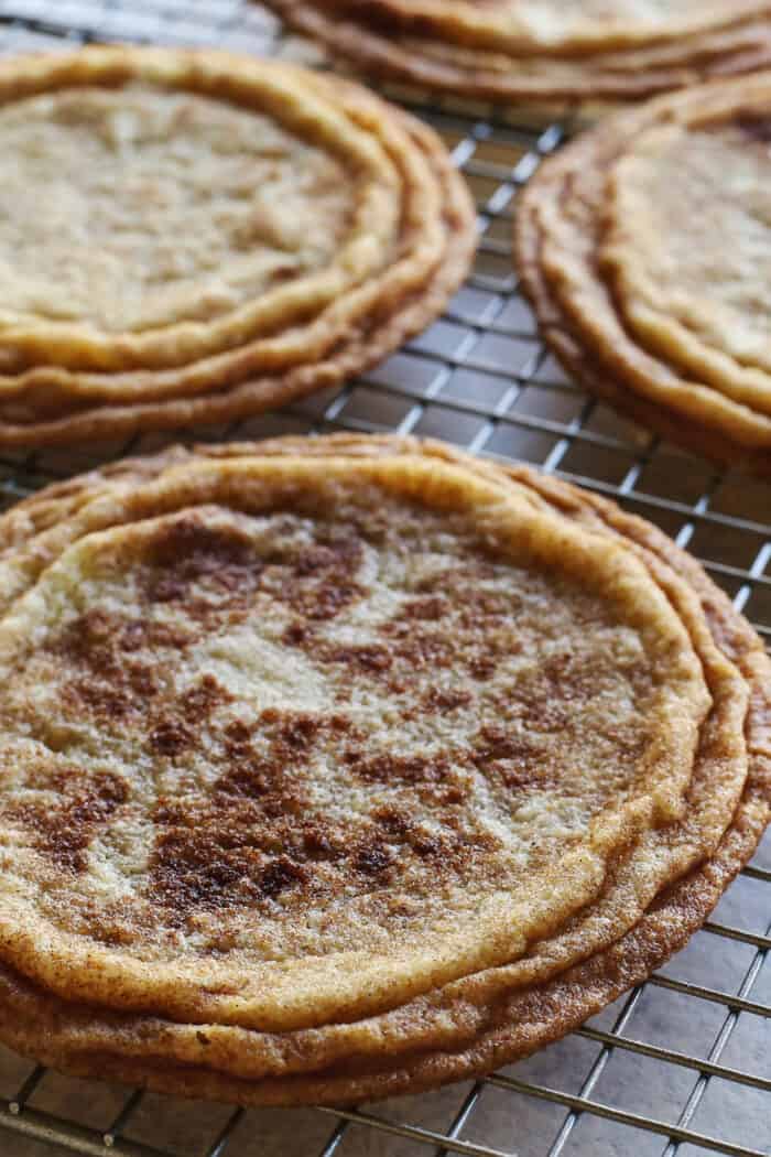 close-up photo of pan-banging snickerdoodles