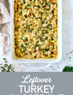 Pinterest image for leftover turkey casserole