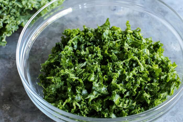 cut kale in a bowl