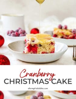 Pinterest image of cranberry Christmas cake