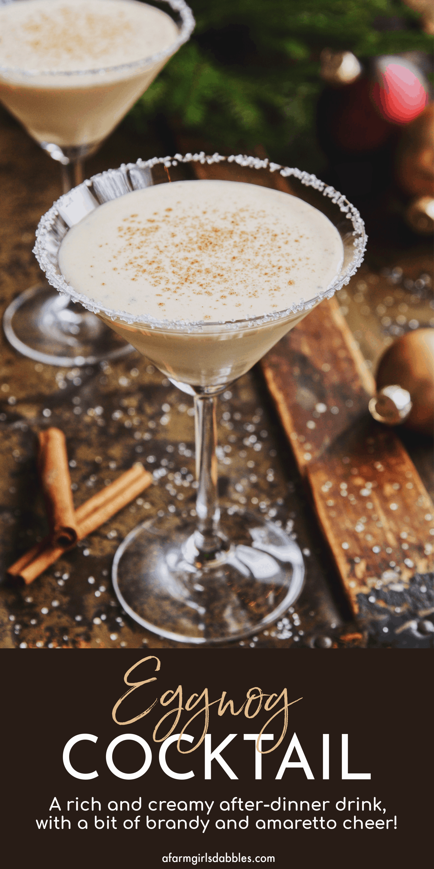 Pinterest image for eggnog cocktail