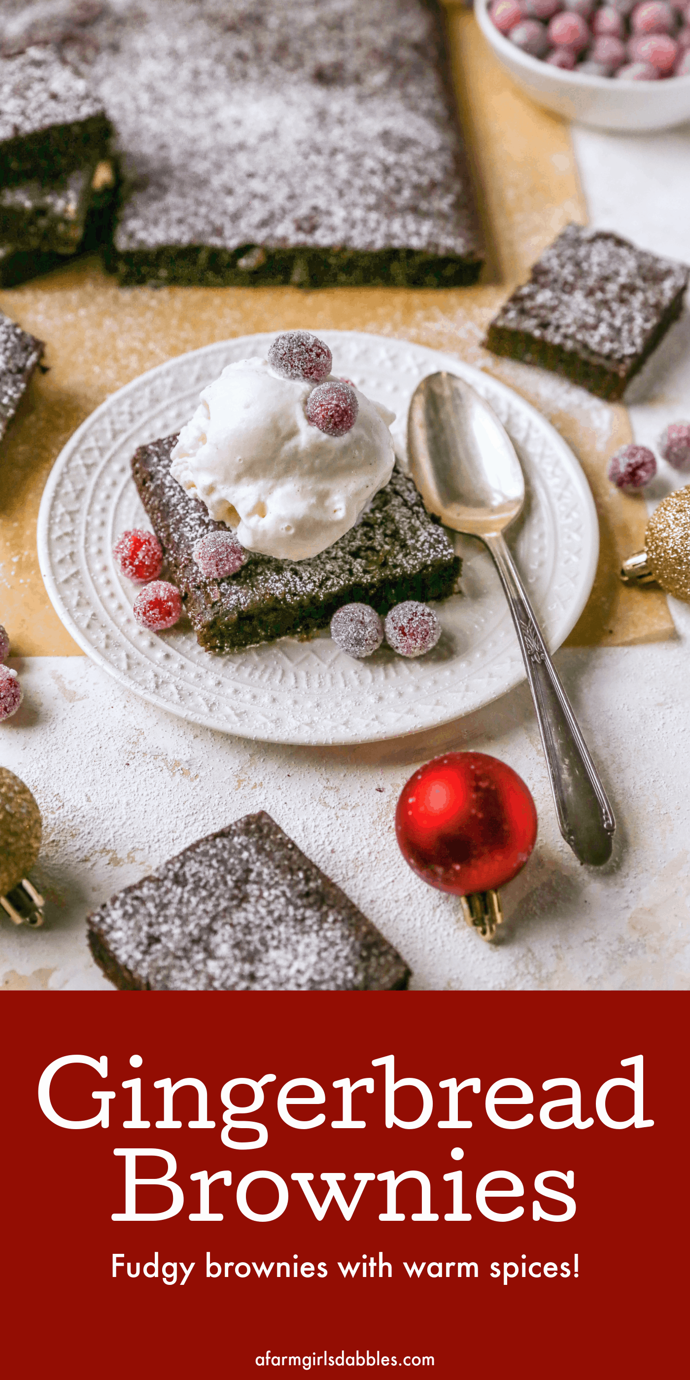 Pinterest Image for gingerbread brownies