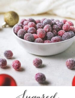 Pinterest image for sugared cranberries