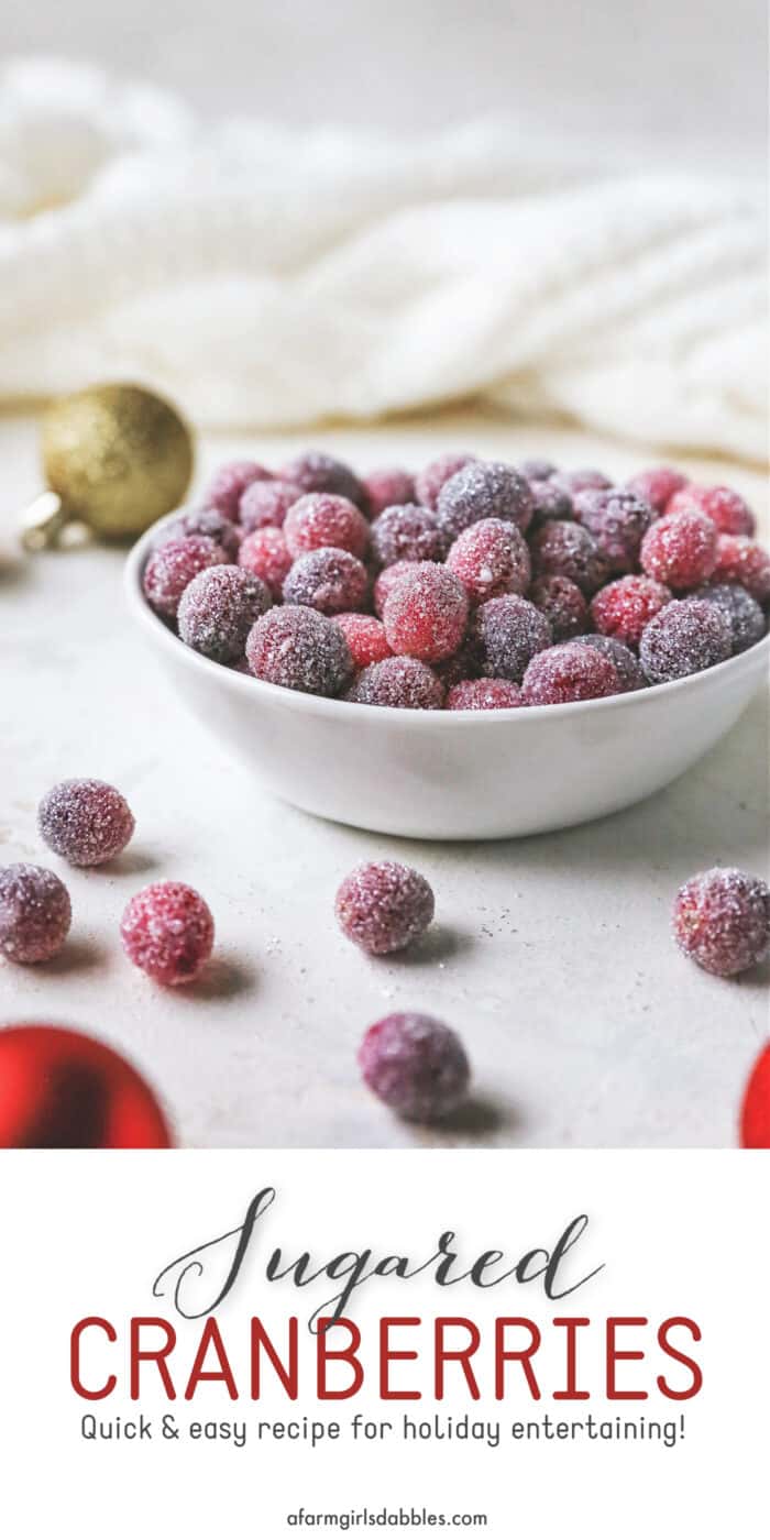 Pinterest image for sugared cranberries