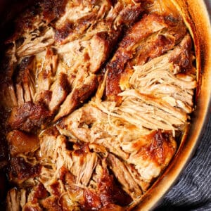 shredded pork in a pot