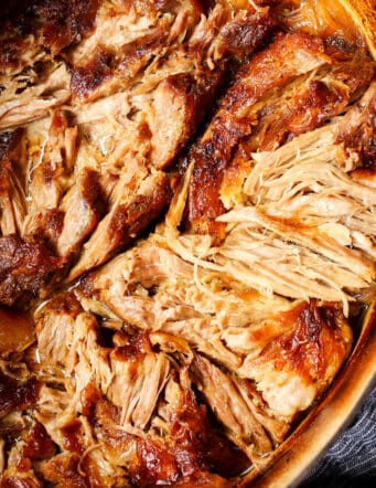 shredded pork in a pot