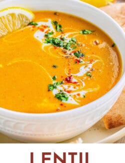 Pinterest image for lentil soup