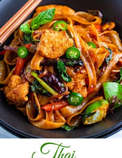 Pinterest image for Thai drunken noodles