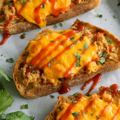 tuna melts drizzled with sriracha