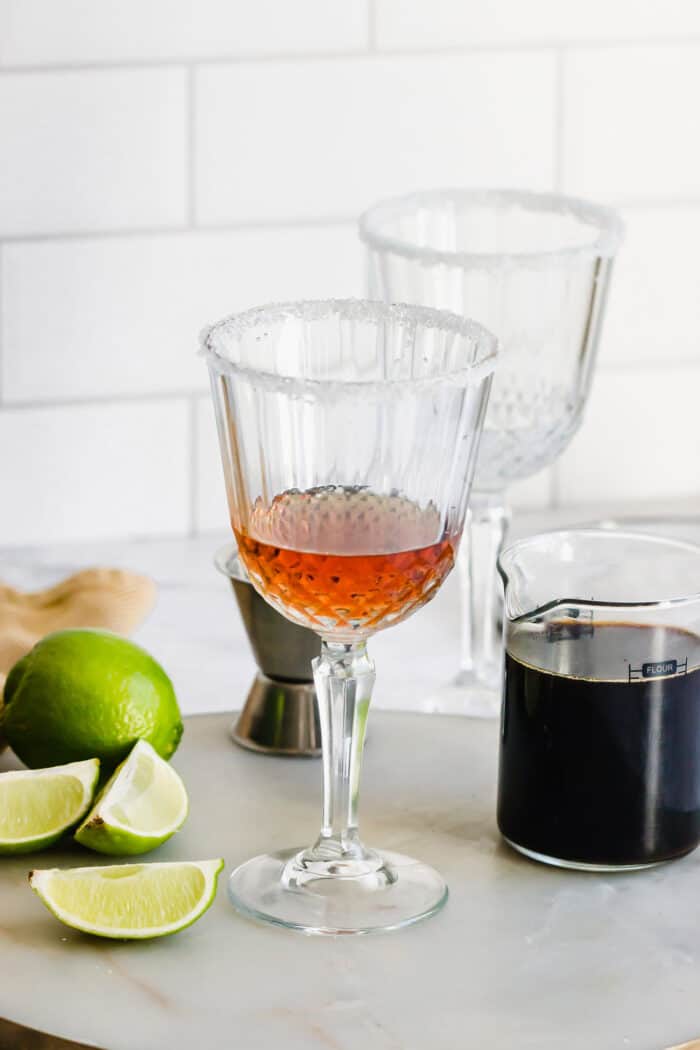 liqueurs in a stemmed glass