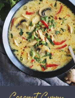 Pinterest image for coconut curry chicken soup