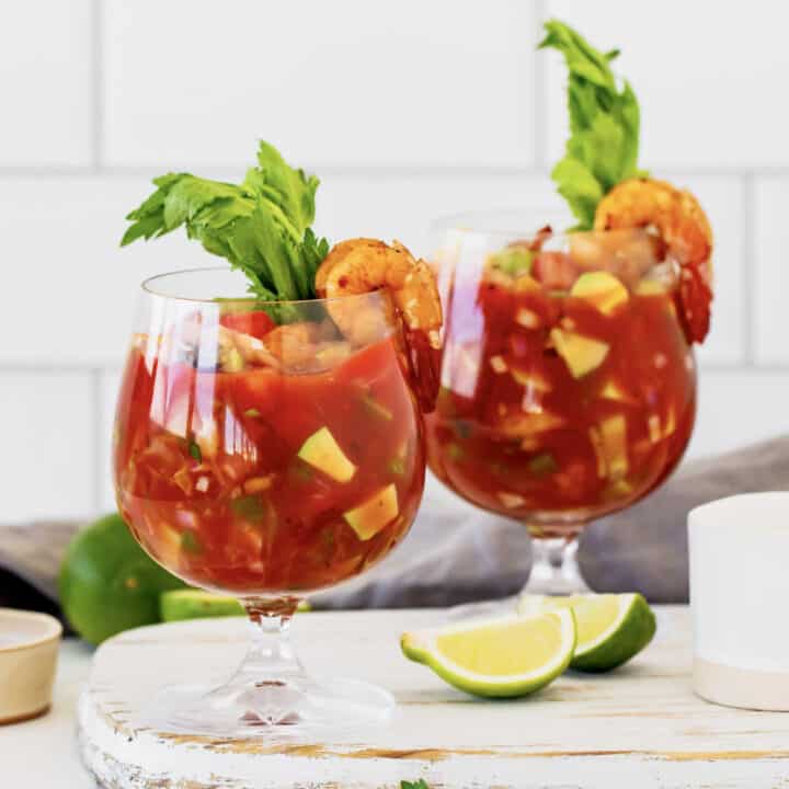 two glasses of shrimp cocktail