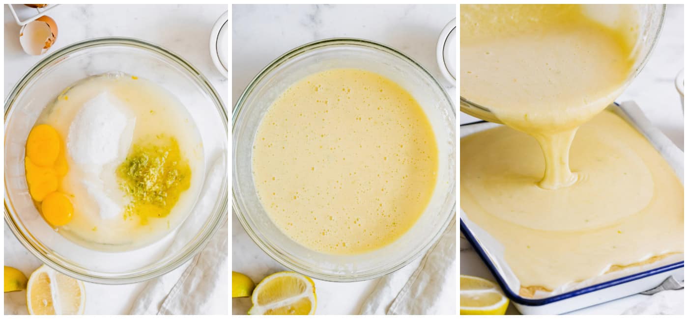 a collage of photos showing how to make the lemon filling