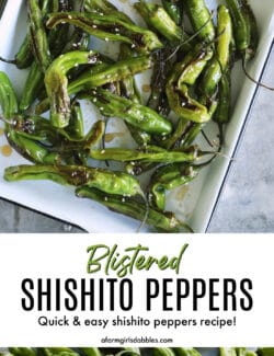 Pinterest image for blistered shishito peppers