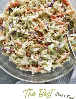 Pinterest image for creamy coleslaw salad