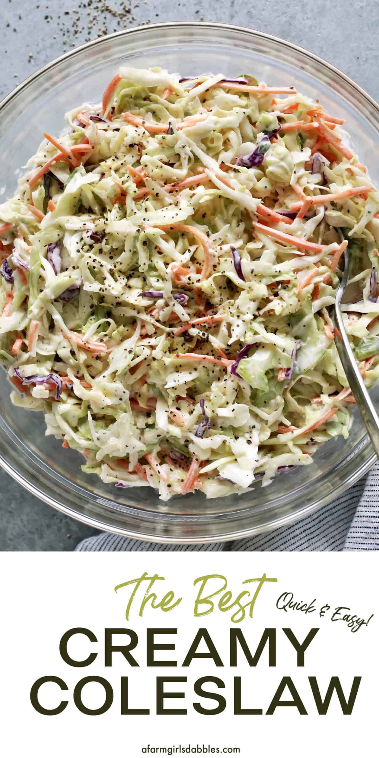 Pinterest image for creamy coleslaw salad