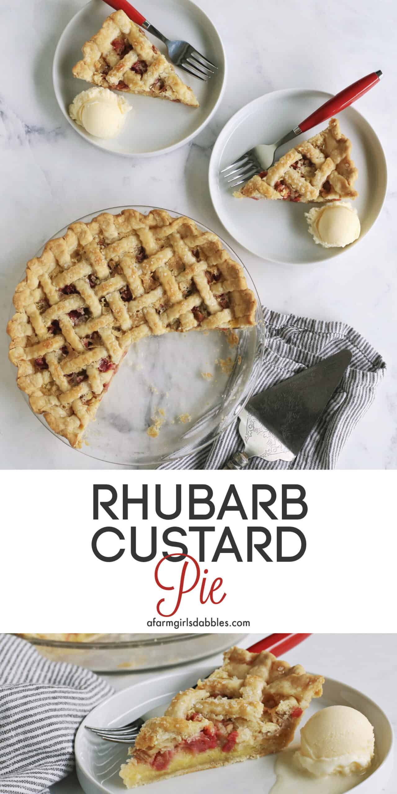 Pinterest image of Rhubarb Custard Pie